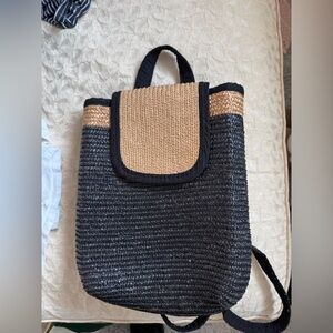 Stylish Black and Tan Woven Backpack